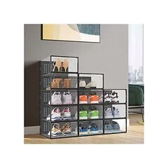 Living & Home 12x Stackable Shoe Storage Box Organiser 