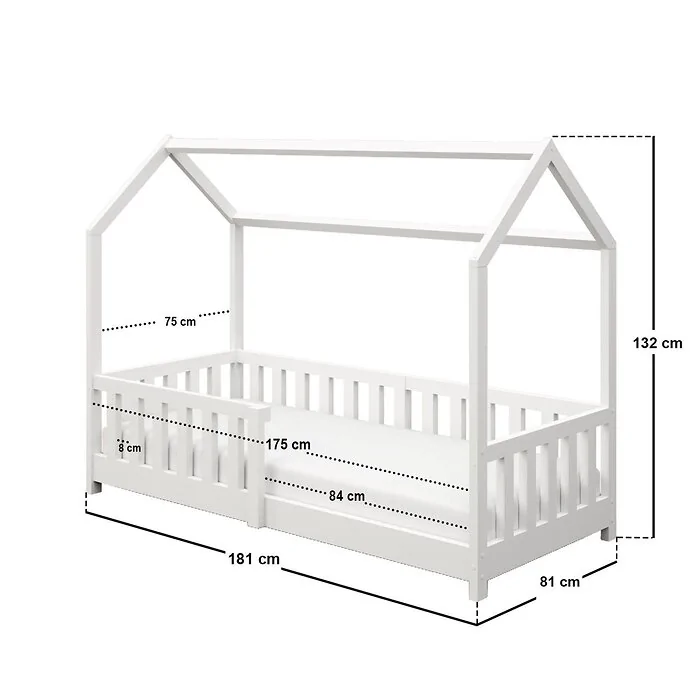 Dimensions diagram: Flair Explorer Playhouse Shorty Bed White