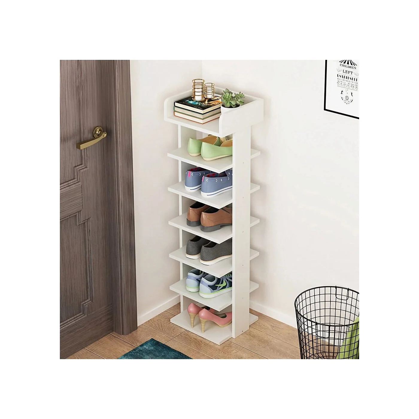 Living & Home 7 Tiers Shoe Rack Organizer Storage Stand Shelf Space Saving White