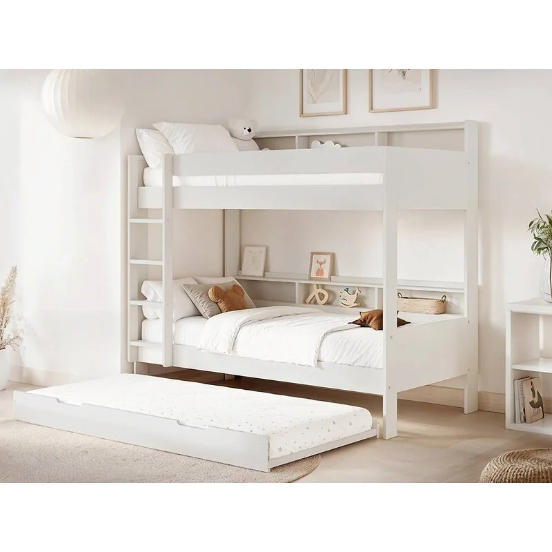 Noomi Bodie Bunk Bed with Shelves White Solid Wood (FSC-Certified) image 13