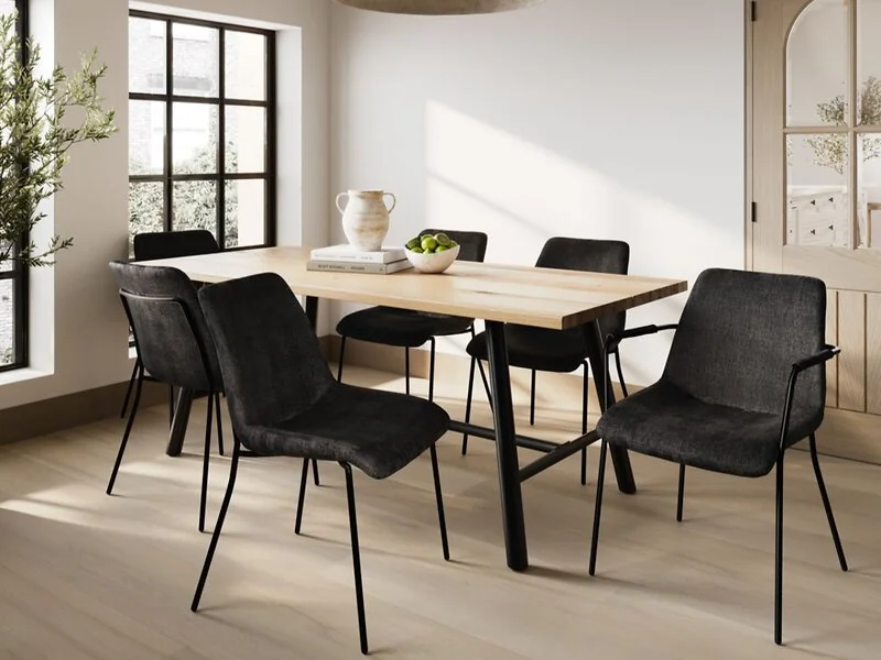LPD Louie Dining Table Wood Effect Metal Frame