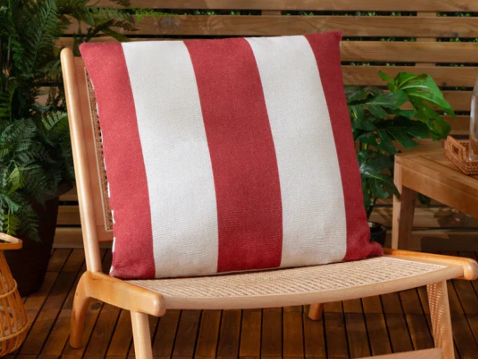 Furn Deck Stripe 59 x 59cm reversible striped outdoor cushion in multi polyester