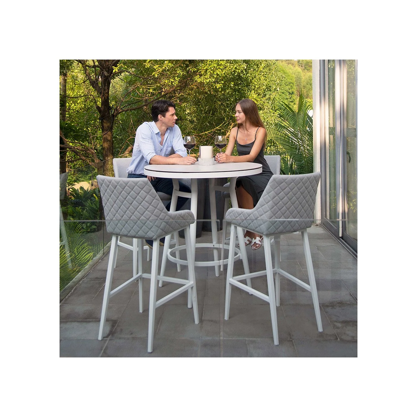 Maze Rattan Regal 4 Seat Round Bar Set with Free Winter Cover image 2