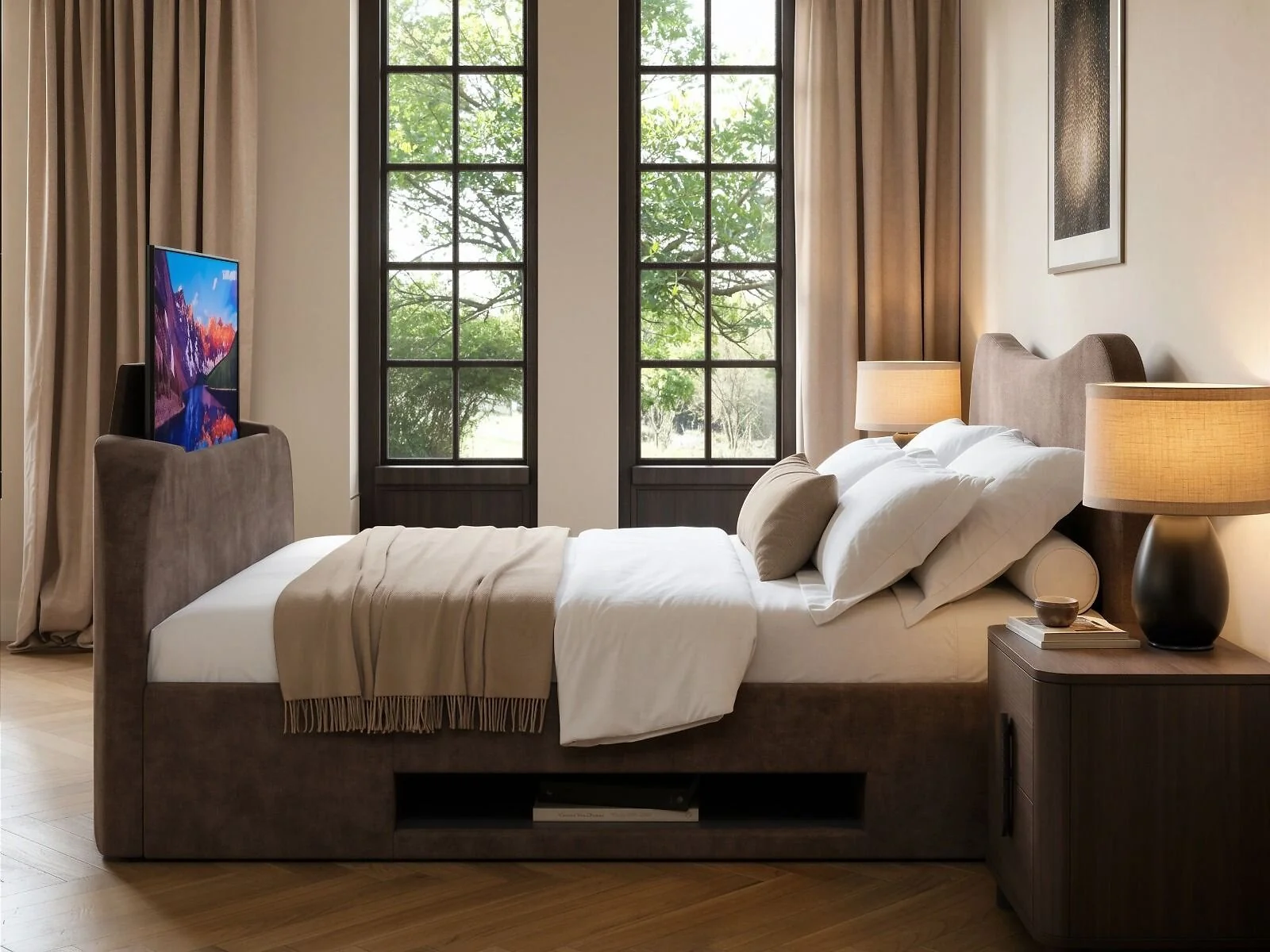 SOLACE+CO Claybourne TV Ottoman Bed with Side Lift Storage – view 5
