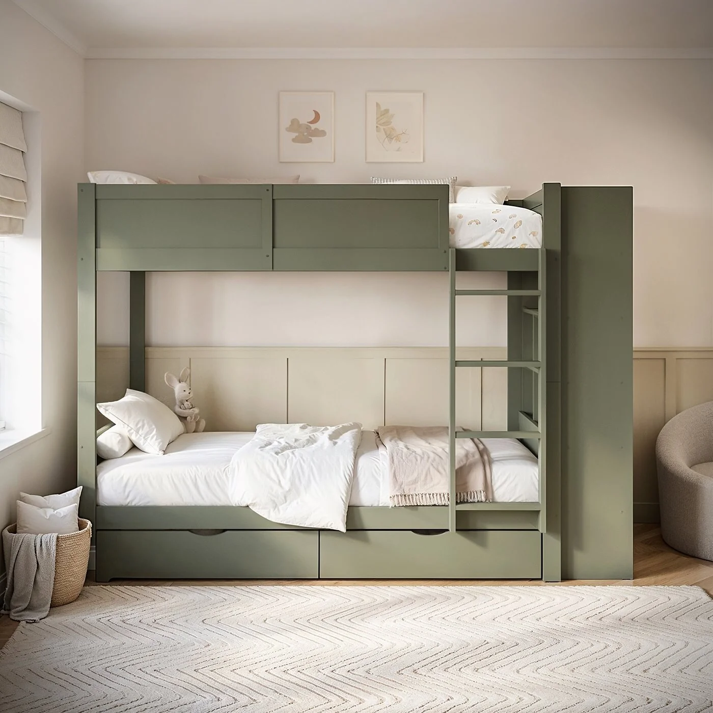 Flair Ruby Wooden Bunk Bed with Storage Green image 4