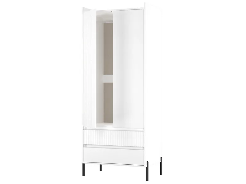 Modern 2 door wardrobe with drawers and fluted front design