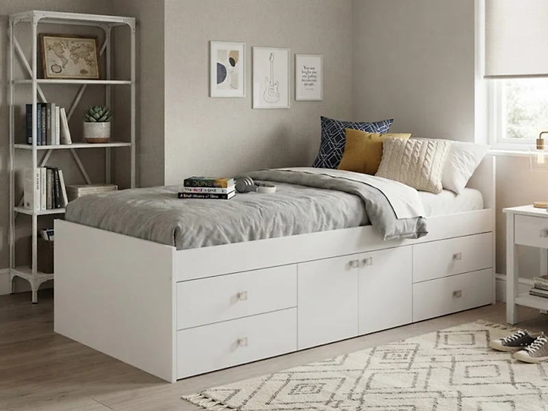Kidsaw Multi Drawer Single Cabin Bed with Storage in White
