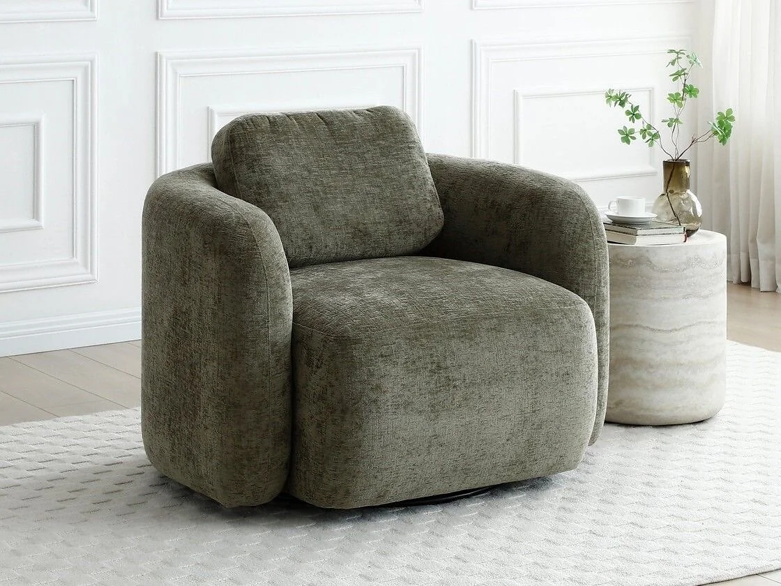Kyoto Mitch Chenille Swivel Accent Chair