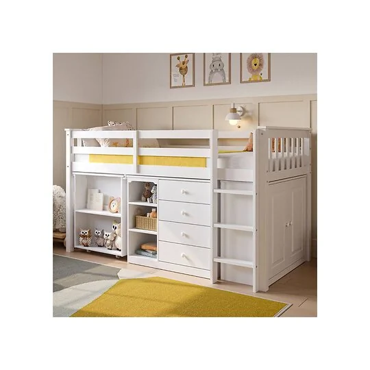 Flair Oban Single Cabin Bed with Pull Out Desk & Storage White