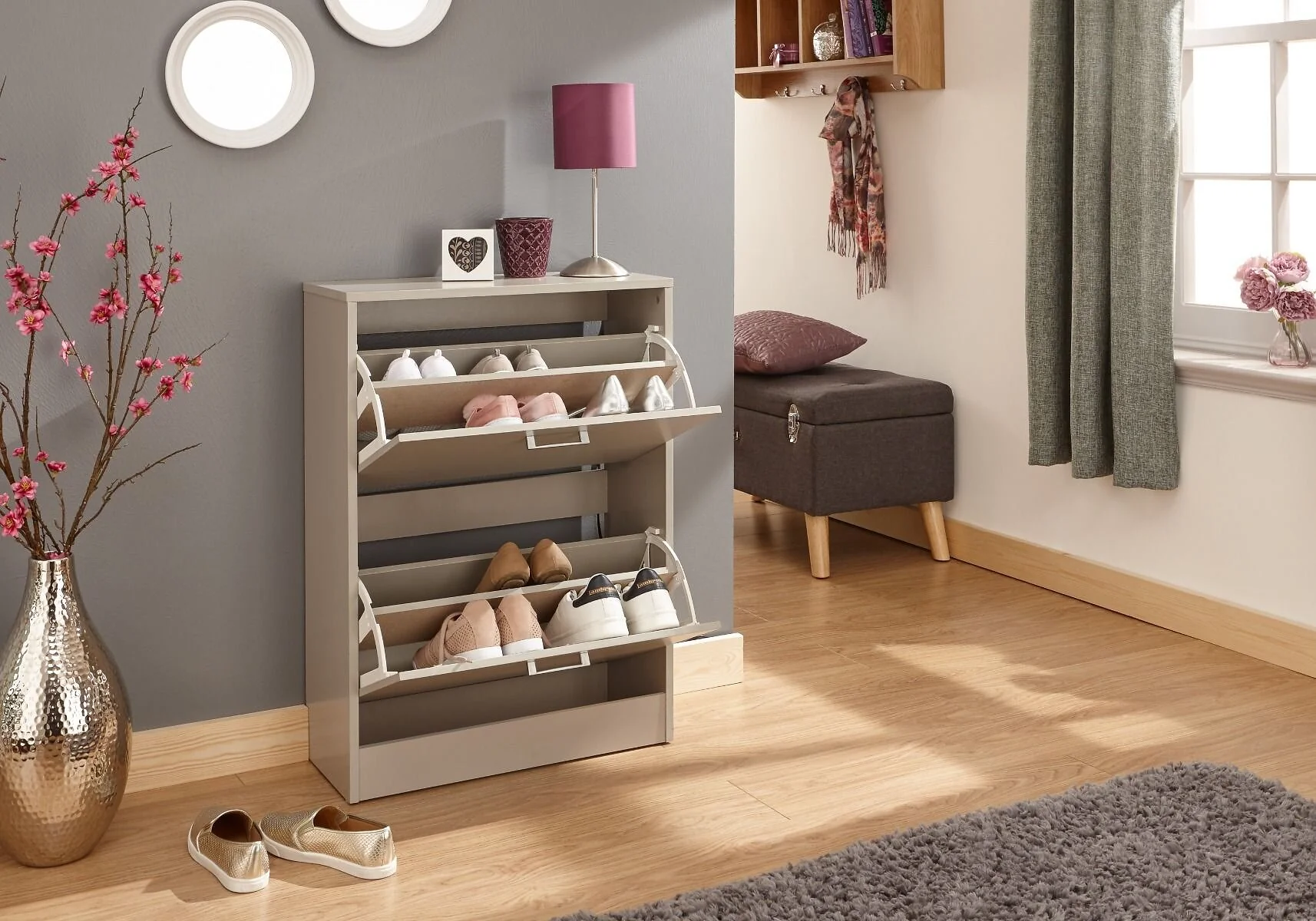 GFW Stirling Two Tier Shoe Cabinet Storage