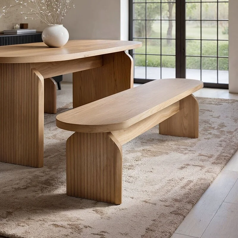 SOLACE+CO Varm Ribbed Dining Table with Bench & Eira Chairs Set image 5