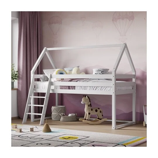 Flair Ellie House Mid Sleeper Bed White Solid Wood