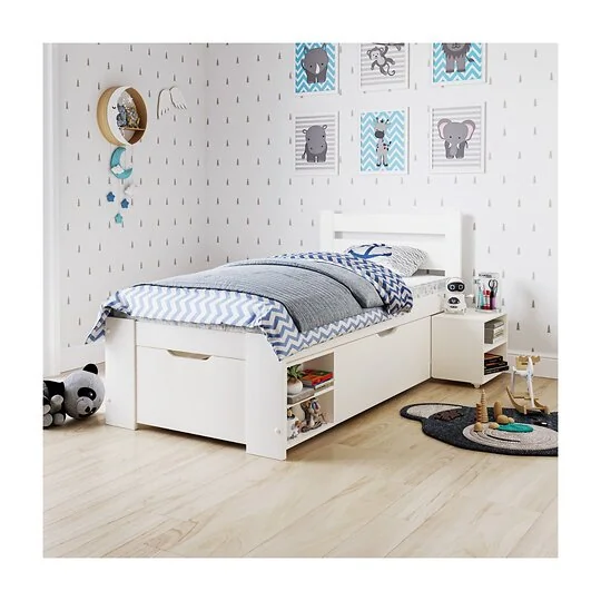 Noomi Hansa Single Wooden Storage Bed White (FSC-Certified)