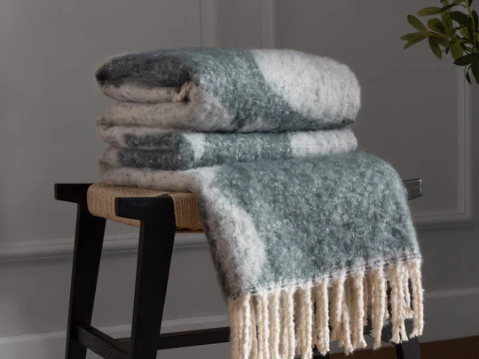 HÖEM Meta 130 x 180cm Jacquard Tasselled Throw Faux Mohair