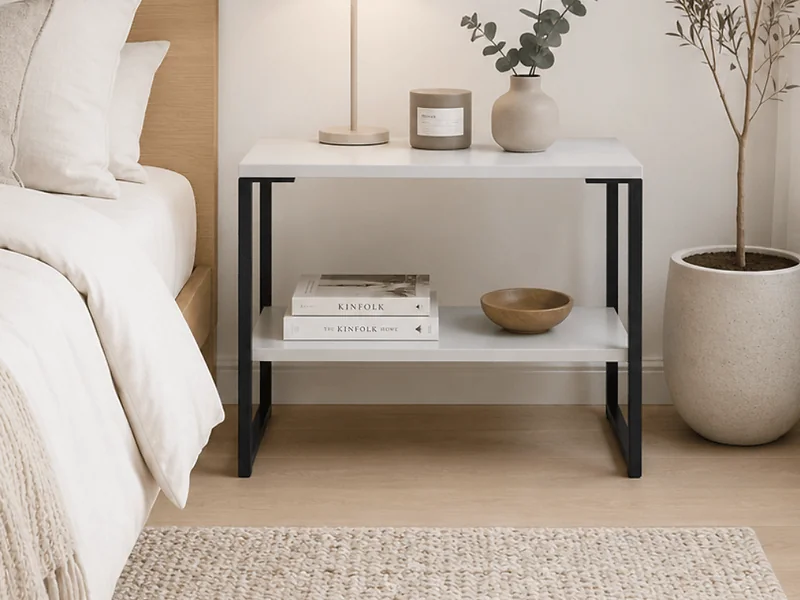 Welcome Furniture Diego Lamp Table shelf and black metal frame