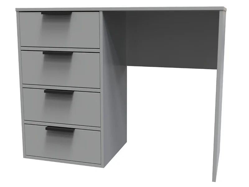 Dusk grey dressing table with black steel sleigh legs