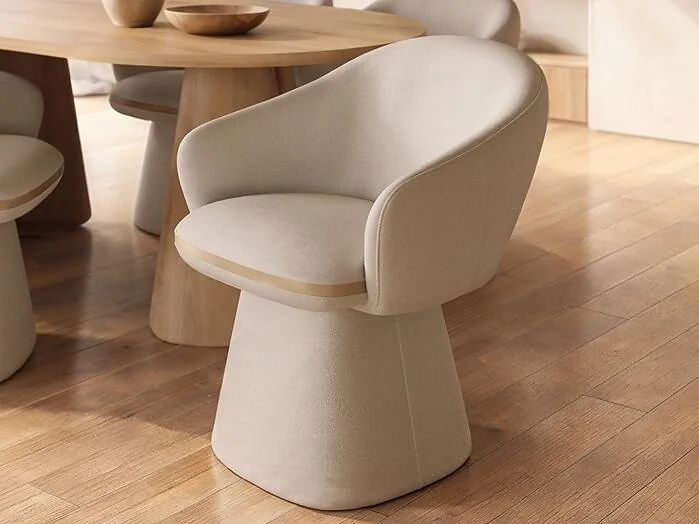 Sylvia beige upholstered curved back dining chair