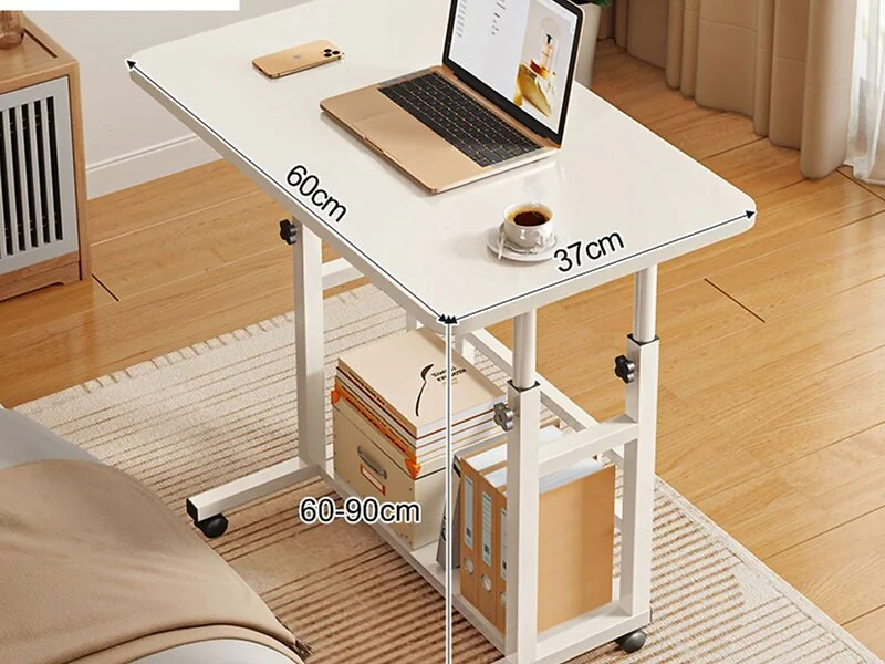 height adjustable overbed table with wheels white
