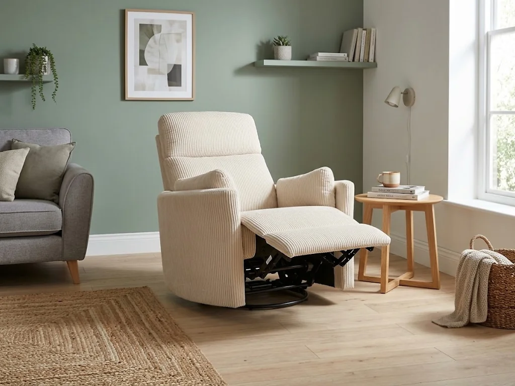 Kidsaw 1 Seater Electric Recliner Chair Ribbed Fabric Beige – view 2