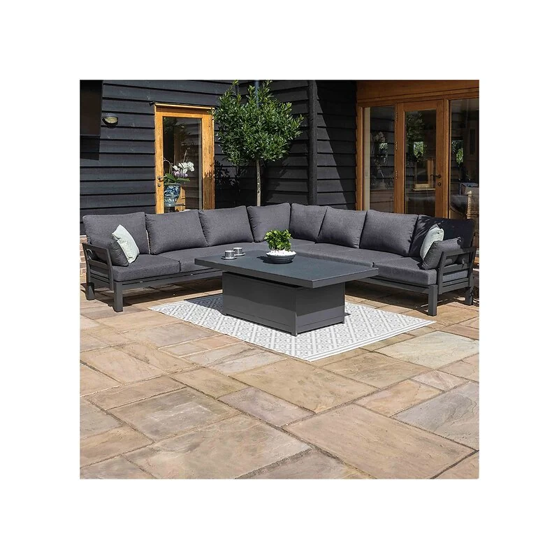 Maze Rattan Oslo Large Aluminium Corner Group - With Rising Table