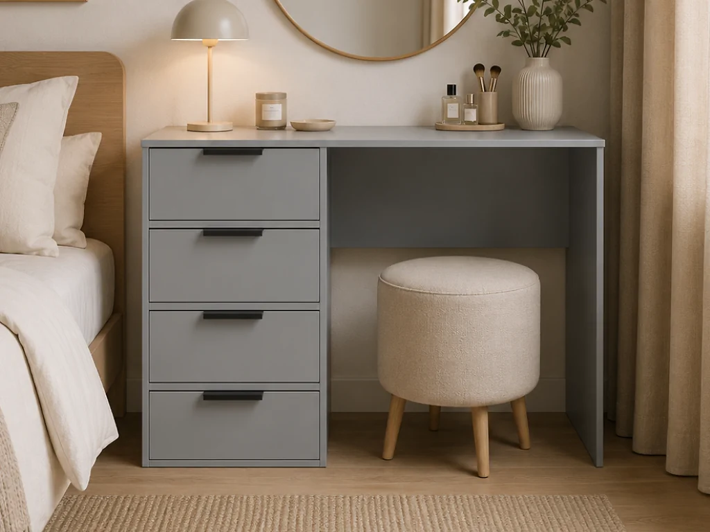 Welcome Furniture Diego 4 drawer vanity table in dusk grey finish