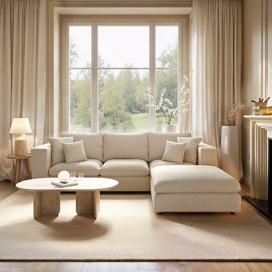 SOLACE+CO Asher 4 Seater Sofa with Reversible Footstool