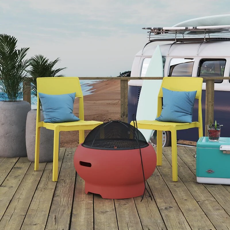Novogratz Asher 22in Fire Pit Persimmon