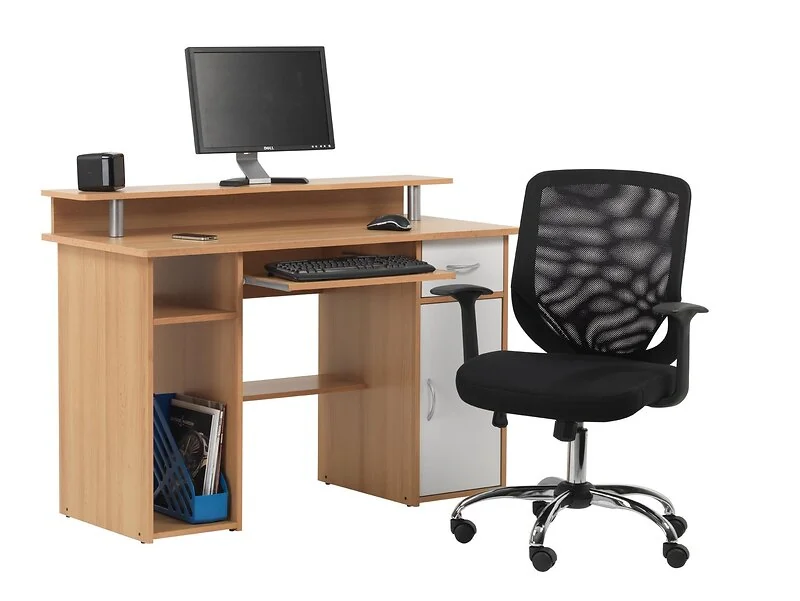 Dorel Albany Beech Desk with 1 Drawer and 1 Door in White Naturel