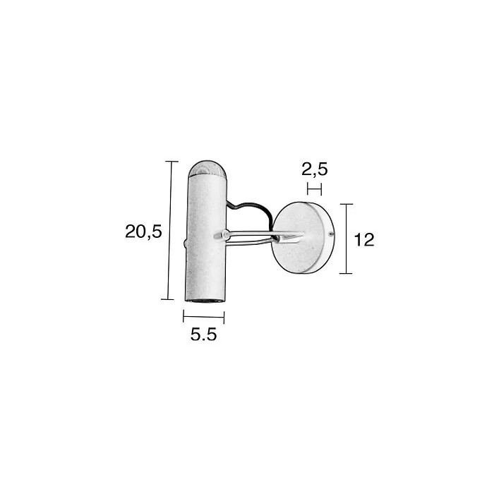 Dimensions diagram: Zuiver Marlon Wall Light in Black