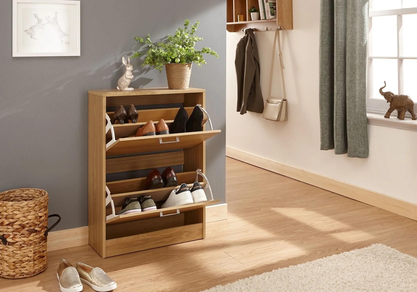 GFW Stirling Two Tier Shoe Cabinet Storage