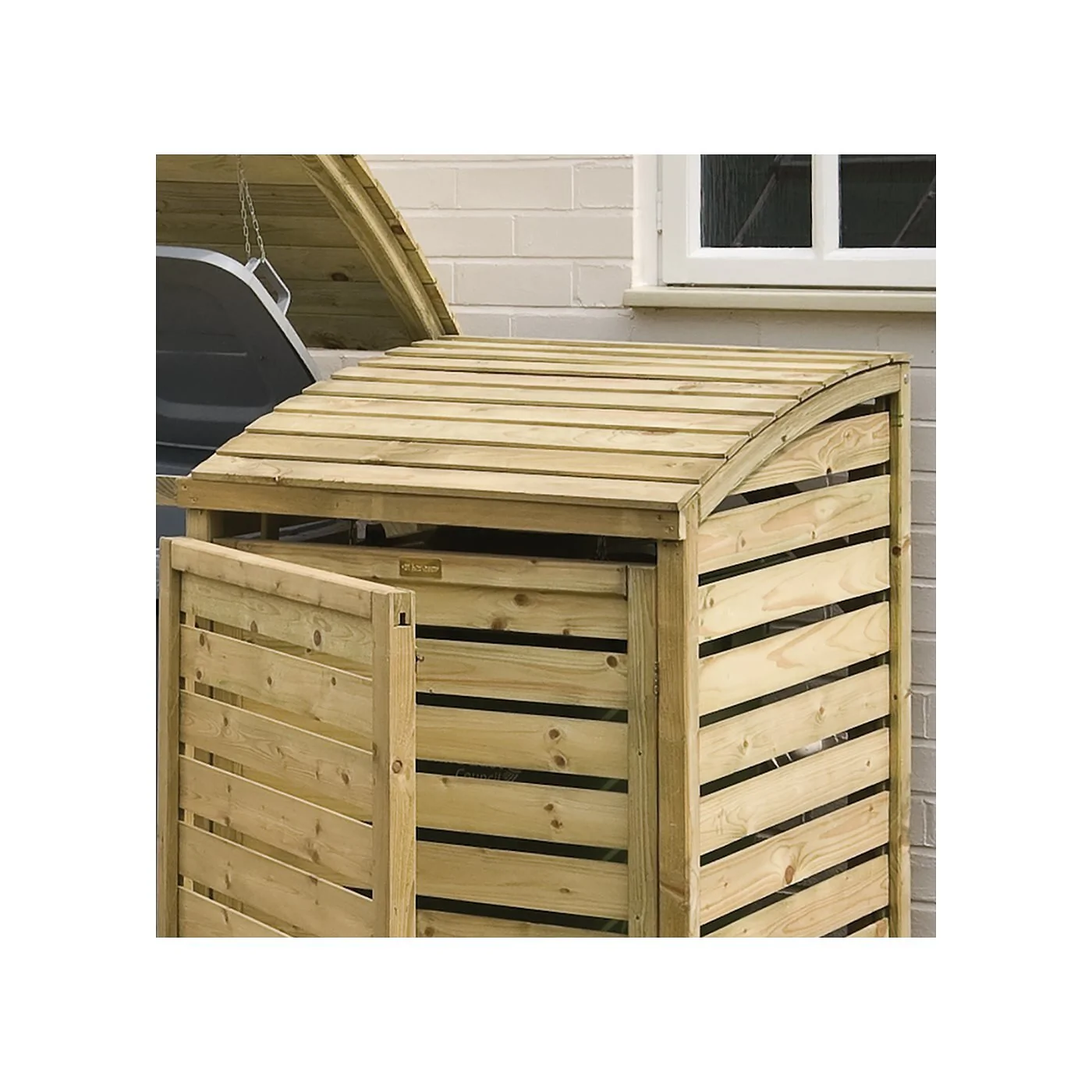 Rowlinson Wooden Triple Wheelie Bin Storage in Natural Timber image 4