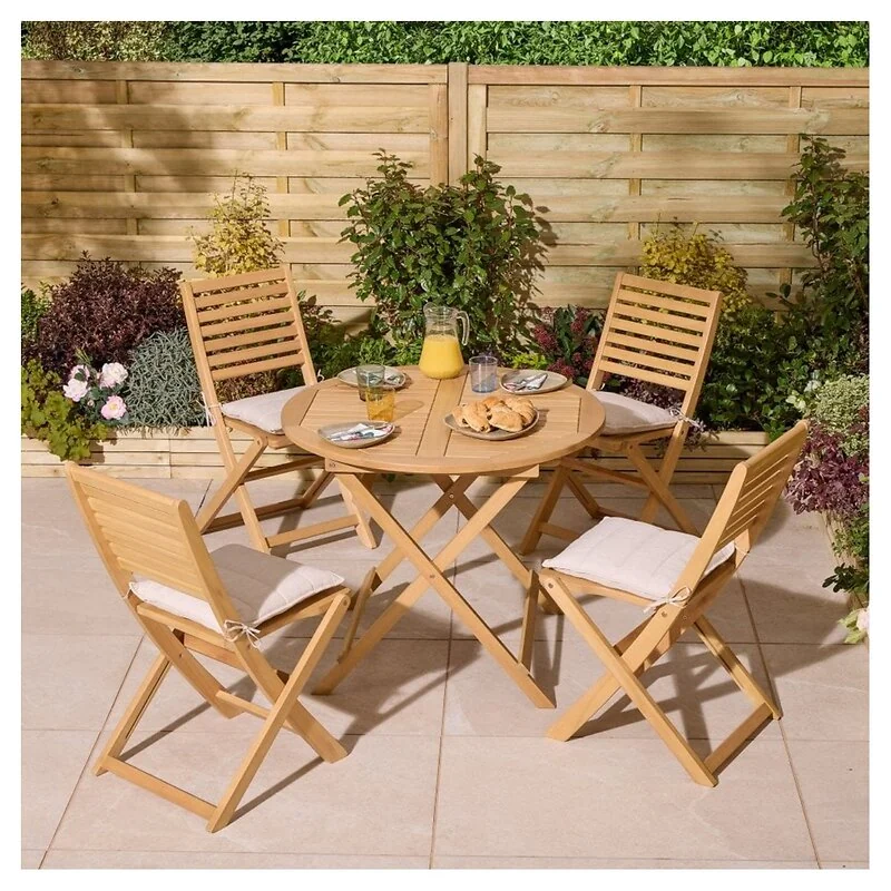 Rowlinson Ashdown Folding 4 Seat Dining Set with Cushions