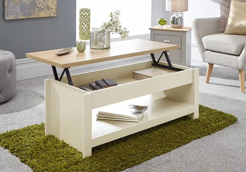 Lift top coffee table with storage compartment