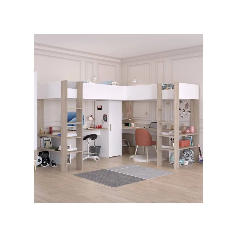 Parisot Alexandra L Shaped High Sleeper Bed with Desk & Storage