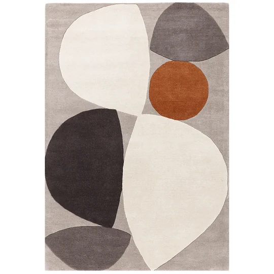 Asiatic London Reef Mid Century Grey Abstract Pebble Rug RF24