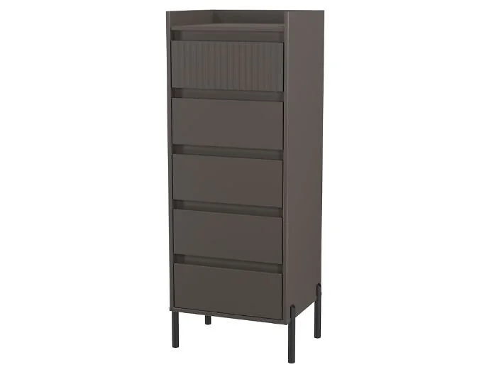 Slim 5 drawer storage cabinet with fluted front design