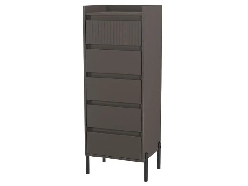 Slim 5 drawer storage cabinet with fluted front design