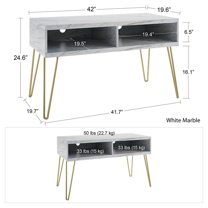 Dorel Athena TV Stand in Black Marble