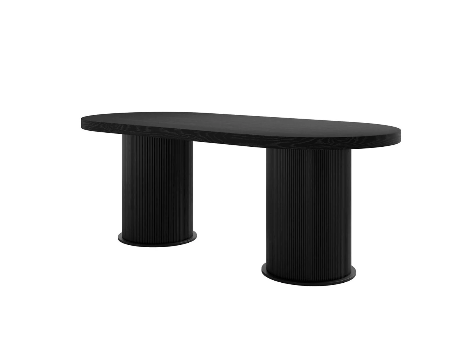 Matte black Rina dining table with cylindrical base - cutout