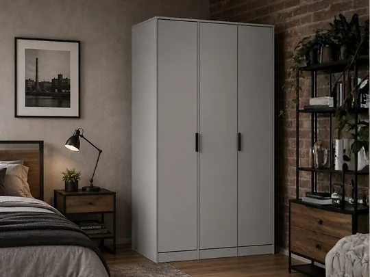 Welcome Furniture Diego 3 door wardrobe in dusk grey finish