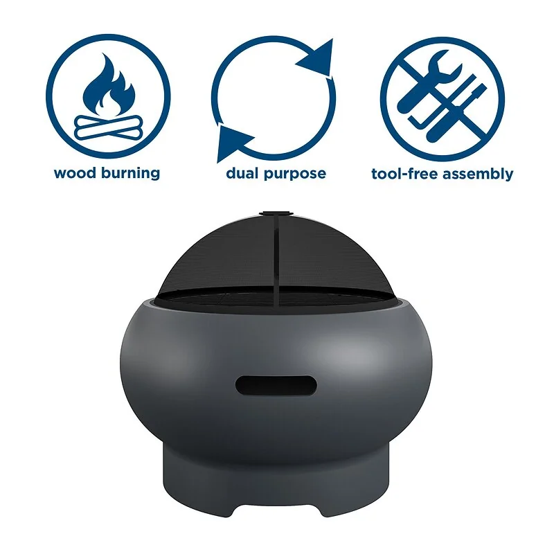 Novogratz Asher 22in Fire Pit Dark Grey view 4
