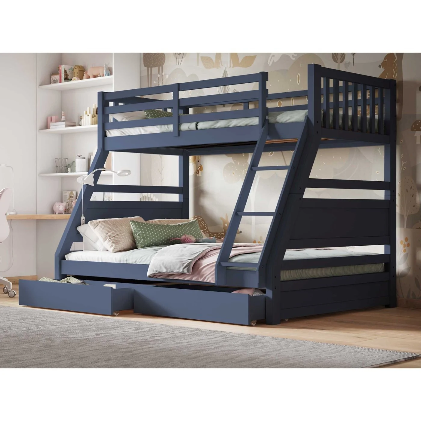 Flair Ollie Triple Wooden Bunk Bed With Drawers image 13