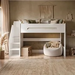 Flair Stepaside High Sleeper Bed with Staircase White