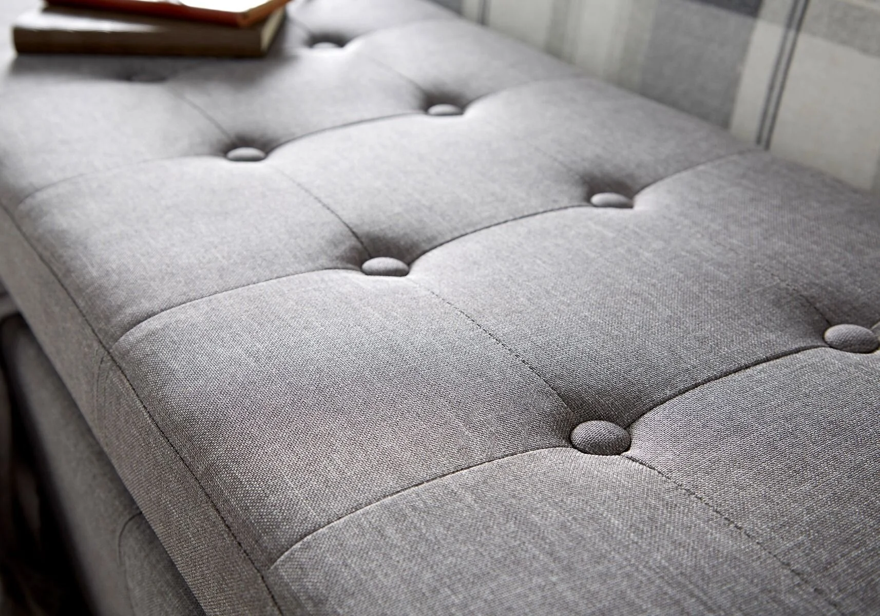 GFW Verona Grey Ottoman Storage Bench Hopsack Fabric