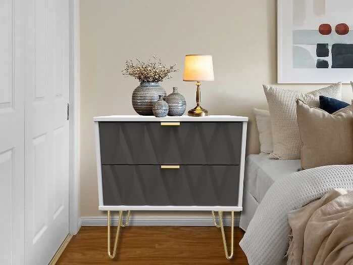 Welcome Furniture Diamond 2 Drawer Midi Chest Storage Cabinet