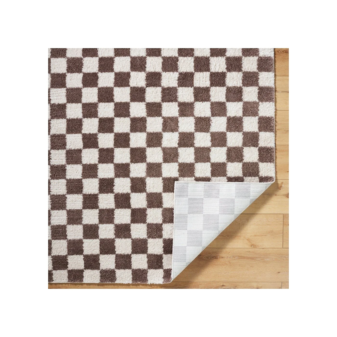 Livabliss Izaline Machine Washable Checkered Shaggy Rug Dark Brown Polyester image 5