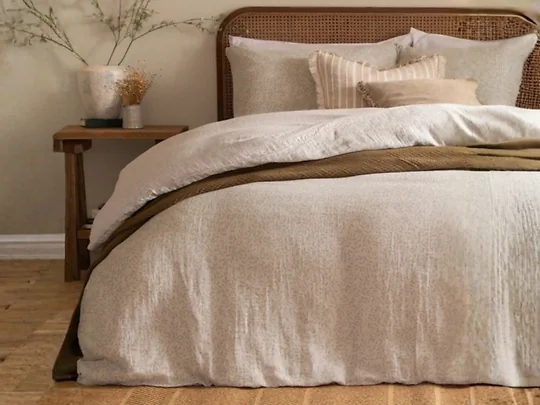 Yard Perrie Leaf Muslin Cotton Duvet Cover Set Cinnamon