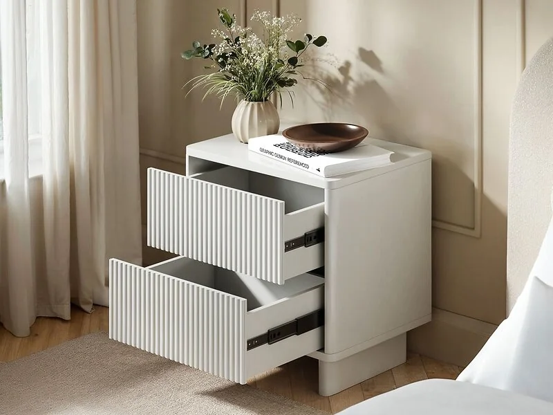 SOLACE+CO Velmor 2 Drawer Ribbed Bedside Tables Set of 2 – view 7