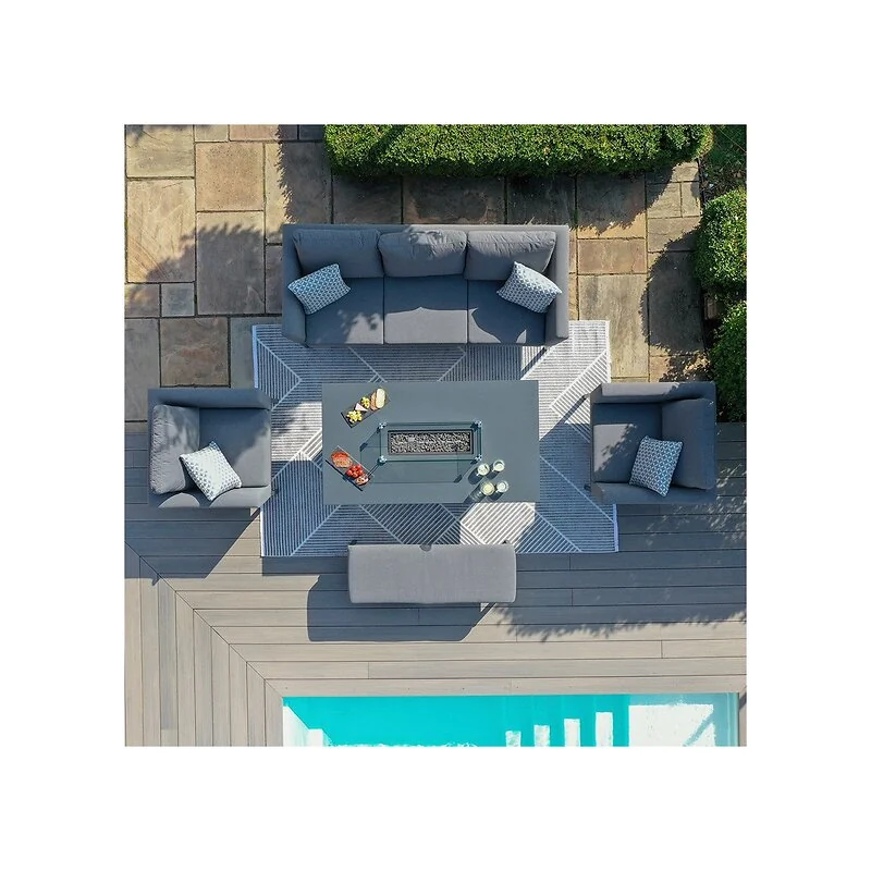 Maze Rattan Outdoor Fabric Pulse 3 Seat Sofa Set with Fire Pit Table and Free Winter Cover image 5