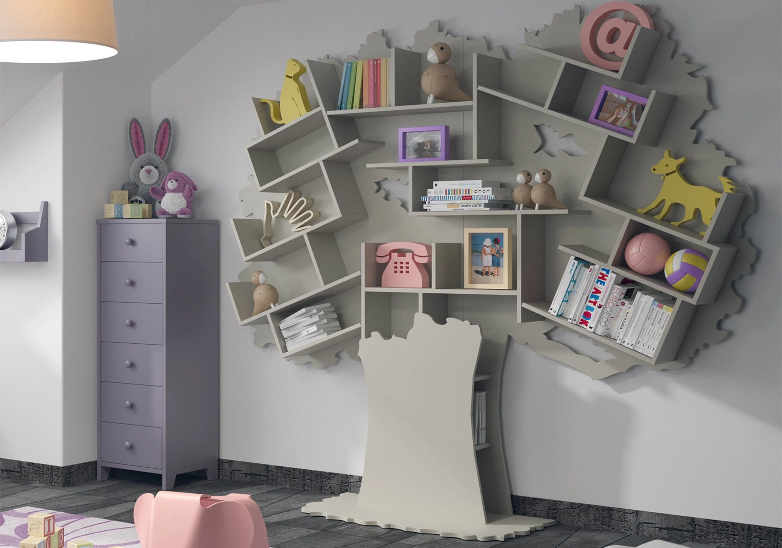 Mathy By Bols Tess Tree Bookcase with Angled Shelves